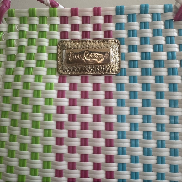 Lilly Pulitzer Summer Beach Tote bag woven Multicolor pink stripes - Picture 4 of 7